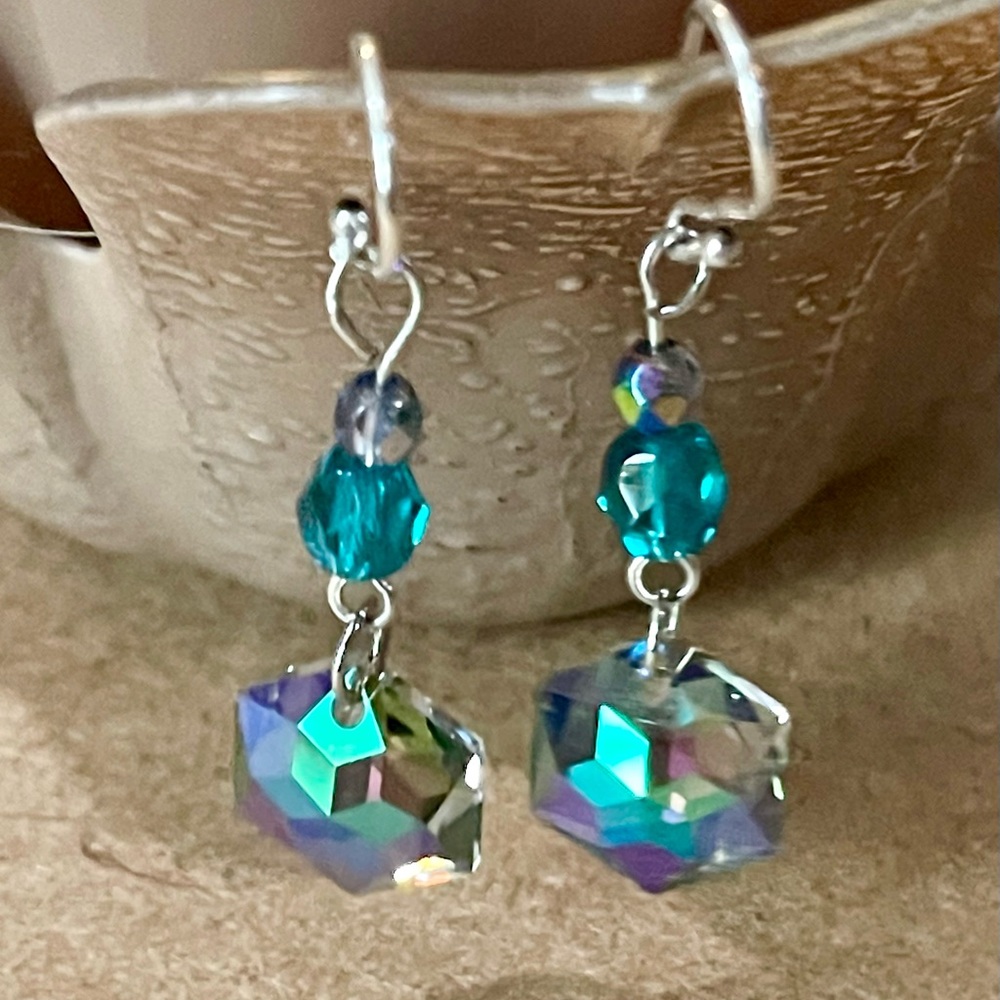 Elegant Swarovski AB Crystal - Dangling Earrings -